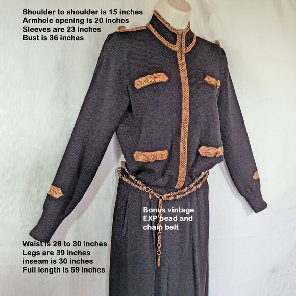 36" bust Jumpsuit Antonella Preve New York, Animal print, Black Santana VTG Knit - Picture 5 of 17